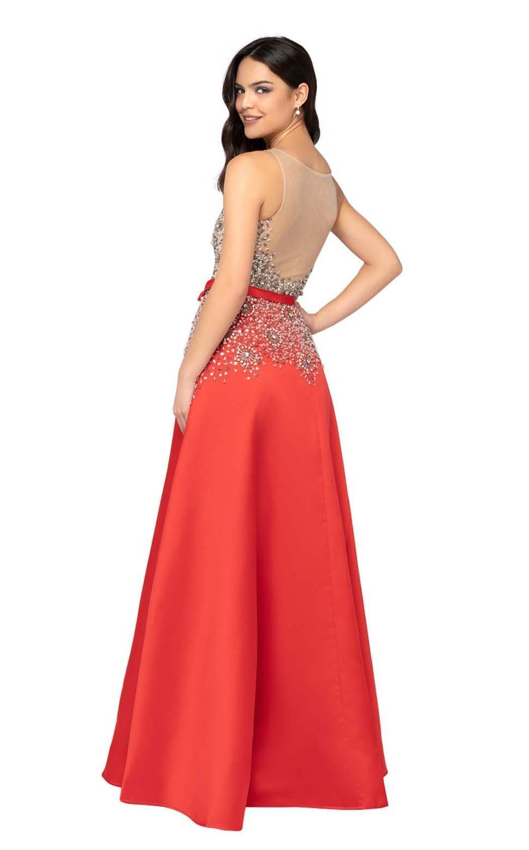Terani Couture - 1911P8497 Beaded Plunging V-Neck A-Line Gown - detail view