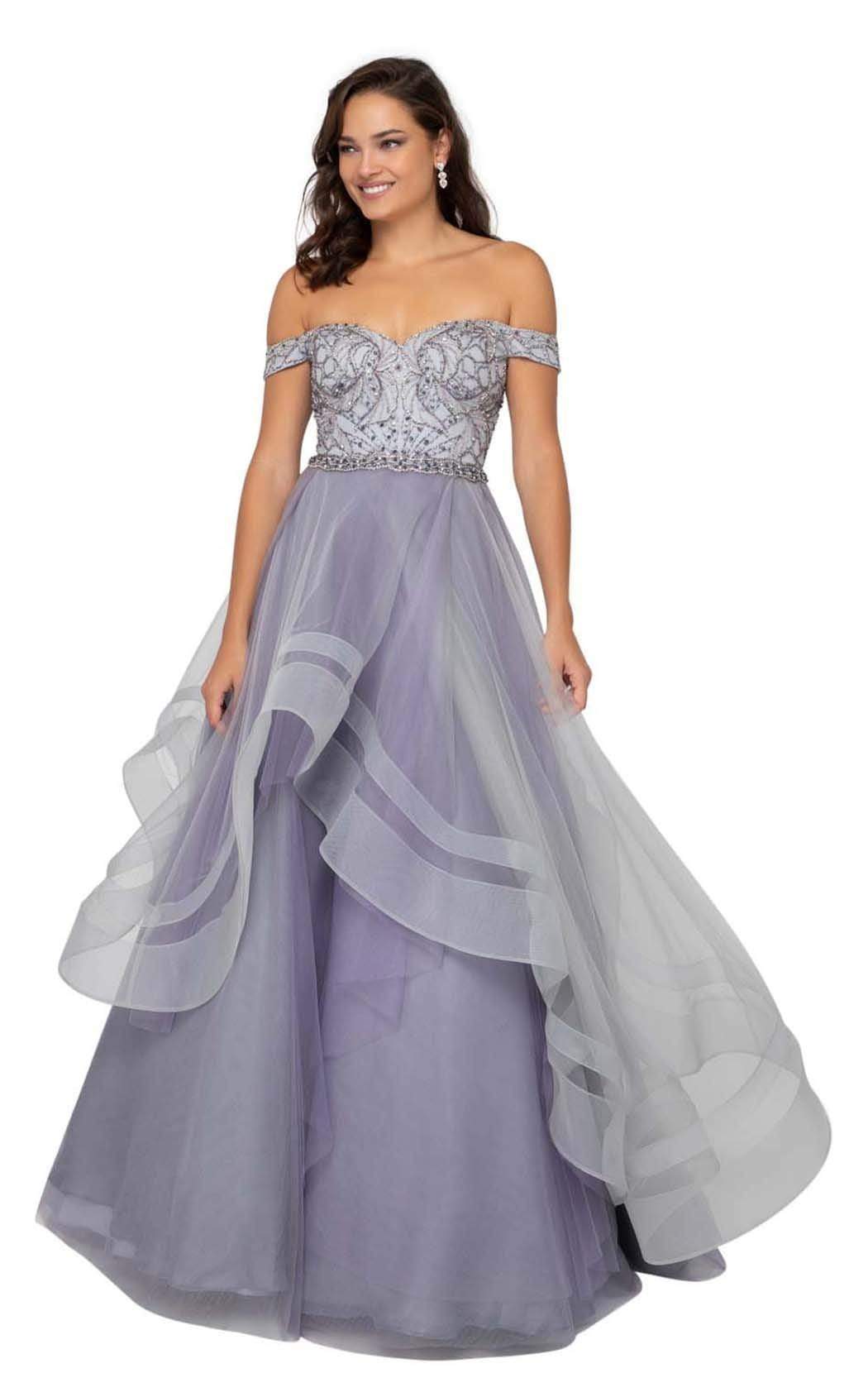 Terani Couture - 1911P8501 Beaded Off-Shoulder Tulle Ballgown - designer prom dress at Silhouette Dresses