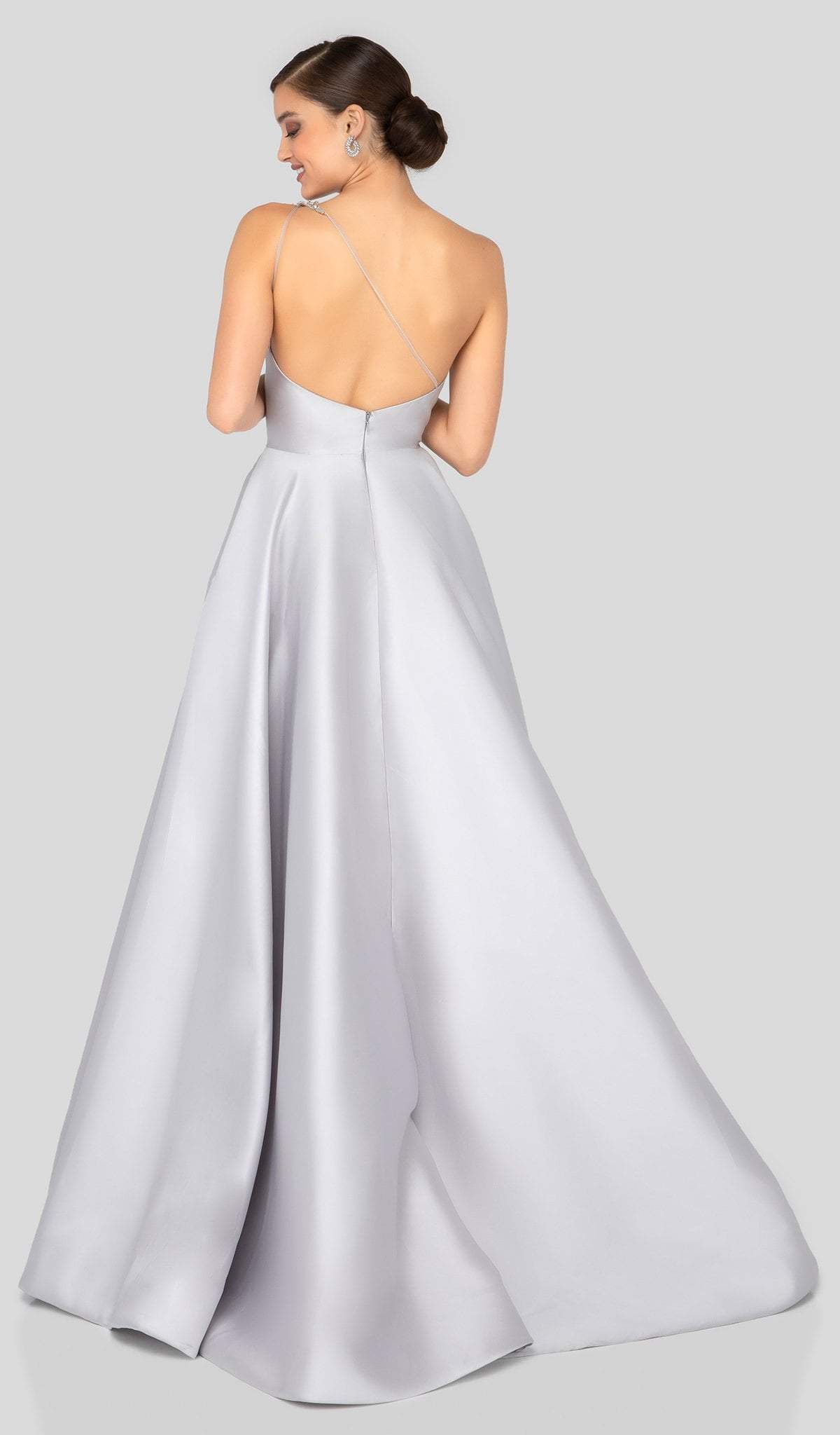 Terani Couture - 1912E9202 One Shoulder Dazzling Fern Accent Gown - view 7