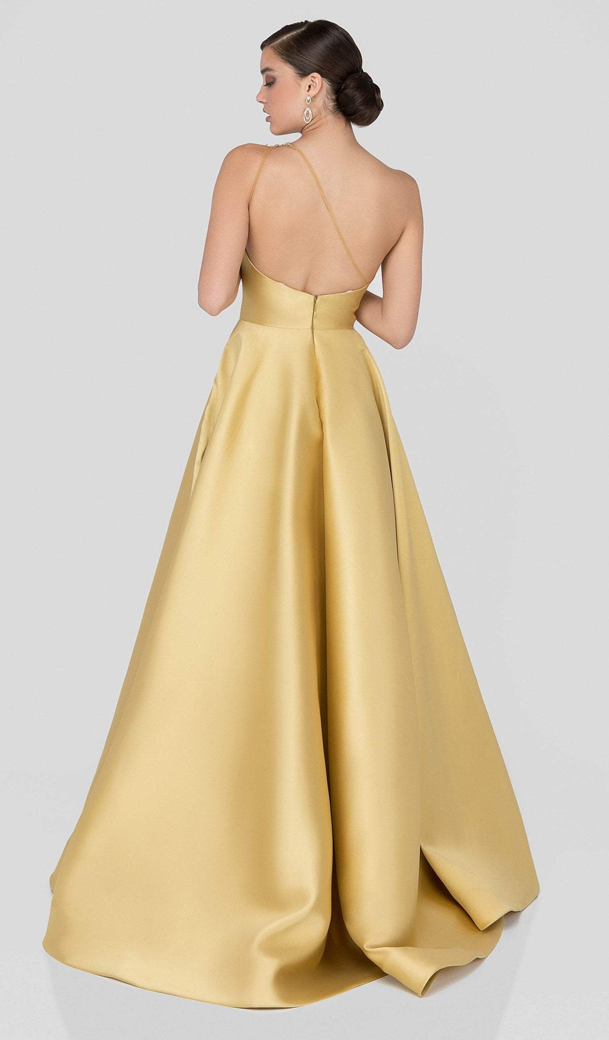Terani Couture - 1912E9202 One Shoulder Dazzling Fern Accent Gown - view 5
