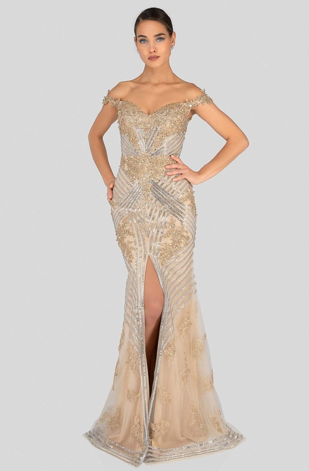 Terani Couture - 1912GL9572 Sparkling Off-Shoulder Mother of the Groom Gown