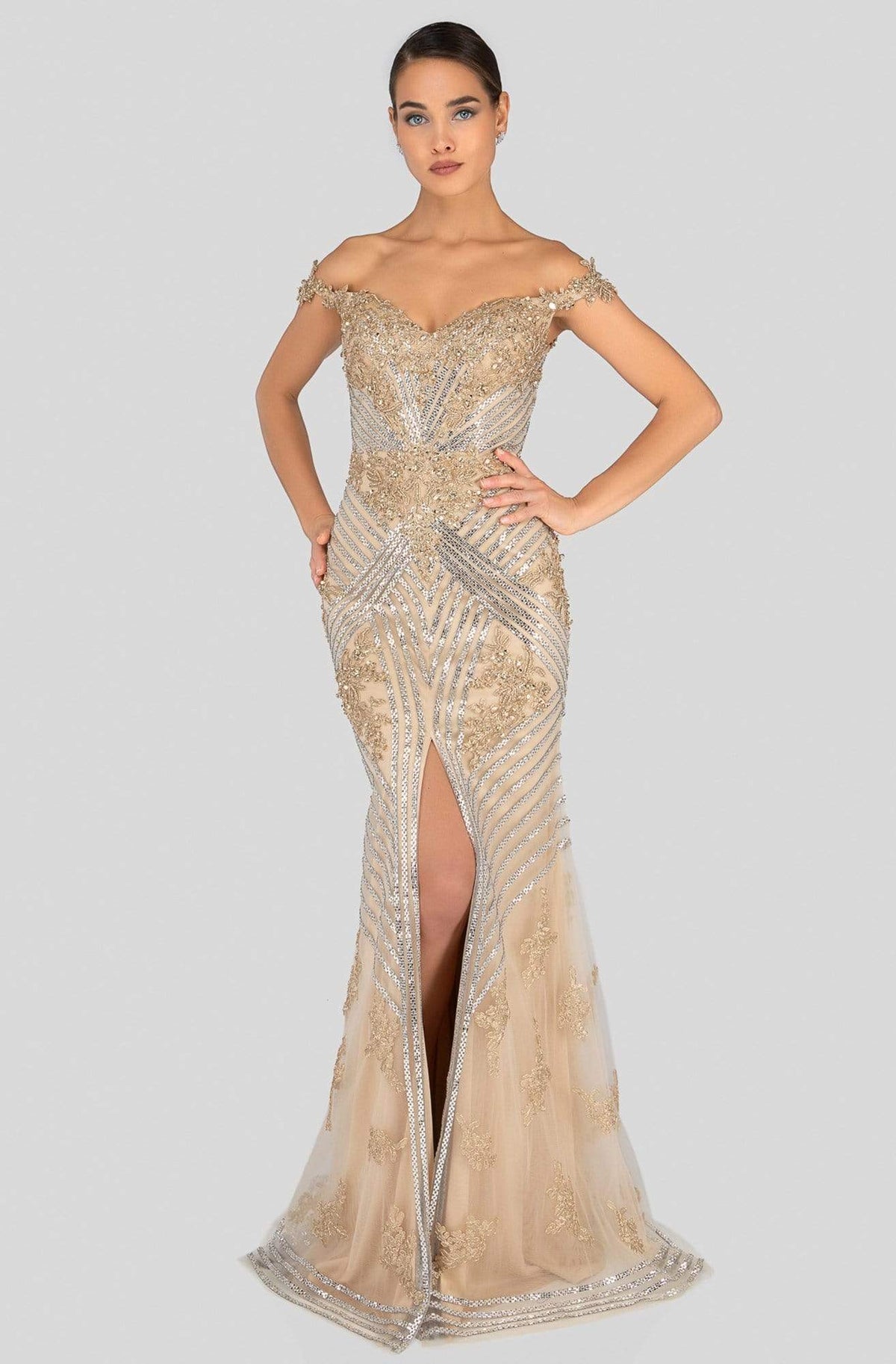 Terani Couture - 1912GL9572 Sparkling Off-Shoulder Mother of the Groom Gown - designer evening gown at Silhouette Dresses