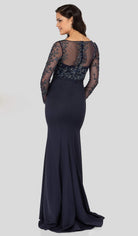 Terani Couture - 1912M9352 Trailing Foliage Illusion Trumpet Gown