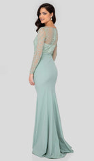 Terani Couture - 1912M9352 Trailing Foliage Illusion Trumpet Gown