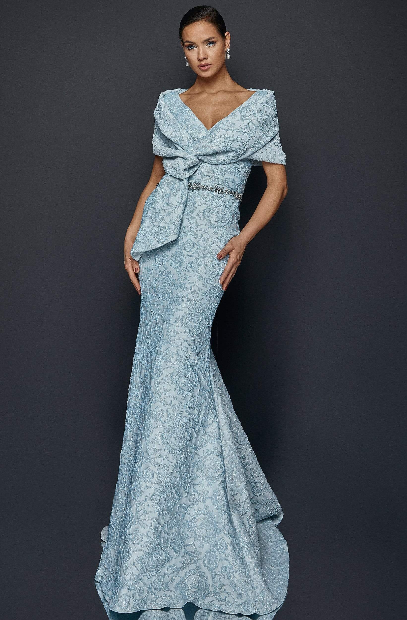 Terani Couture - 1921M0726 Embroidered Trumpet Mother of the Groom Dress - back view