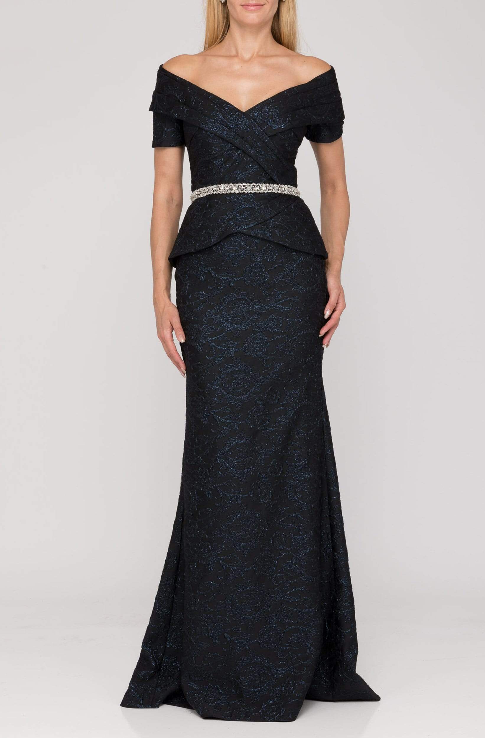 Terani Couture - 1921M0727 Off-Shoulder V-Neck Mother of the Groom Sheath Gown - view 9