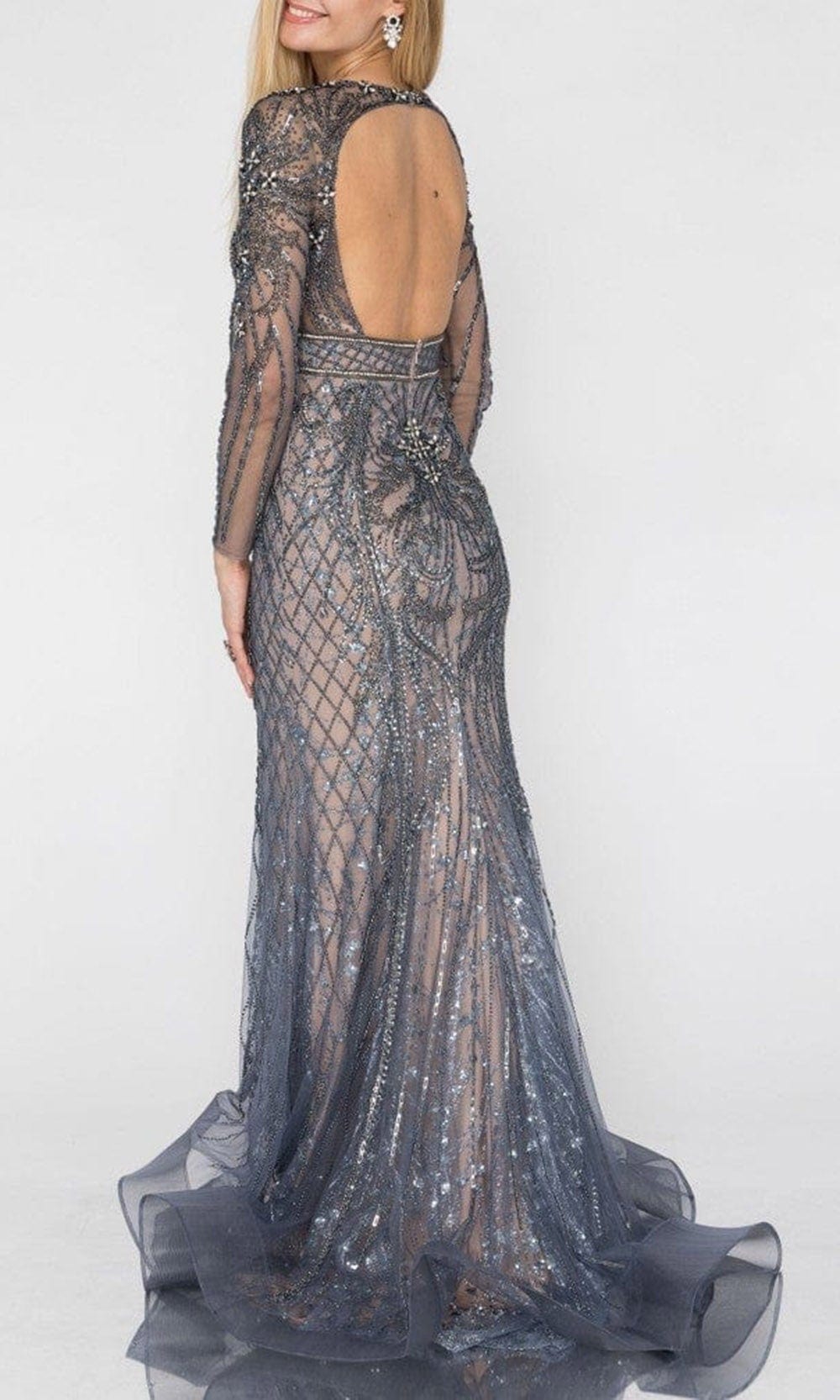 Terani Couture - 1922GL0670 Long Sleeve Beaded Sheath Gown