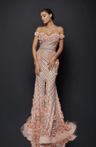 Terani Couture - 1922GL0682 Floral Embellished Off-Shoulder Dress