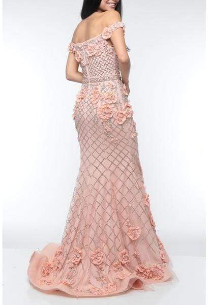 Terani Couture - 1922GL0682 Floral Embellished Off-Shoulder Dress