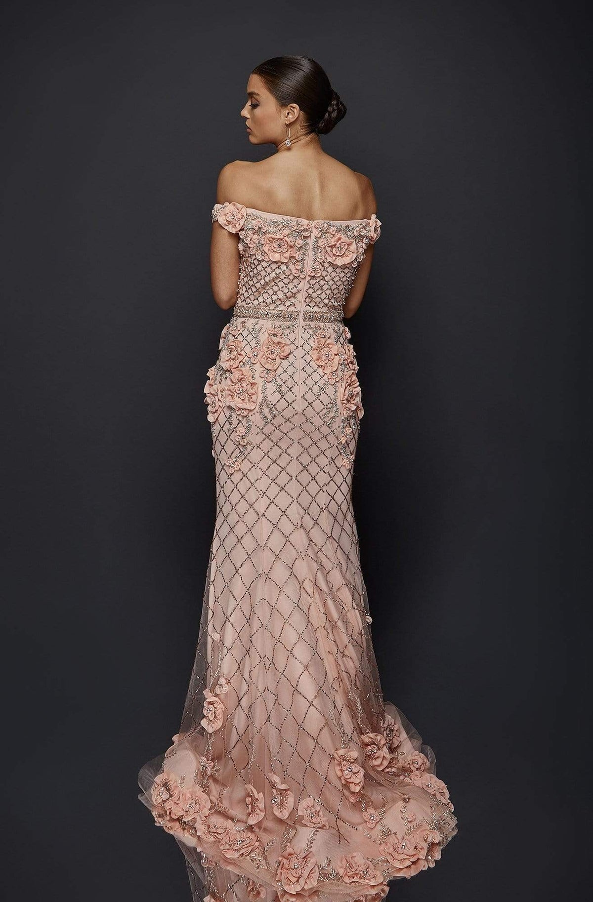 Terani Couture - 1922GL0682 Floral Embellished Off-Shoulder Dress