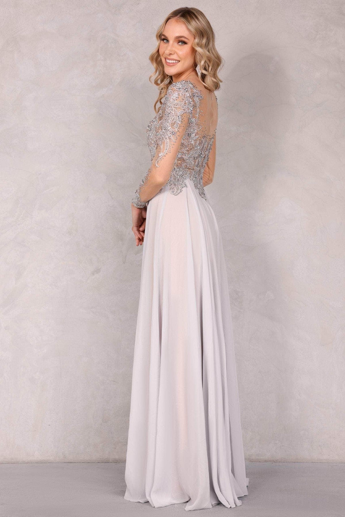 Terani Couture 1922M0533 - Long Sleeve A-Line Long Dress