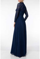 Terani Couture - 1923M0597 Lace Long Sleeve Pleated A-line Dress