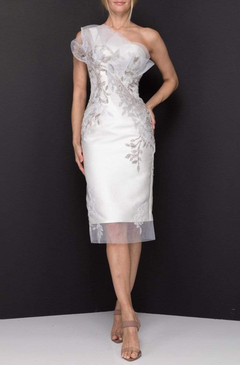 Terani Couture - 2011C2003 Knee Length Ruffled One Shoulder Dress - detail view