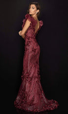 Terani Couture - 2011E2060 Appliqued Plunging V-Neck Dress