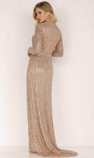 Terani Couture 2011E2083 - Long Sleeve Front Cut Out Long Dress