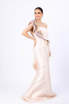 Terani Couture - 2011E2424 One Shoulder Floral Ruffle Trimmed Gown - designer evening gown at Silhouette Dresses