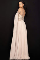 Terani Couture - 2011M2117 Beaded Long Sleeve Pleated Cascade Gown