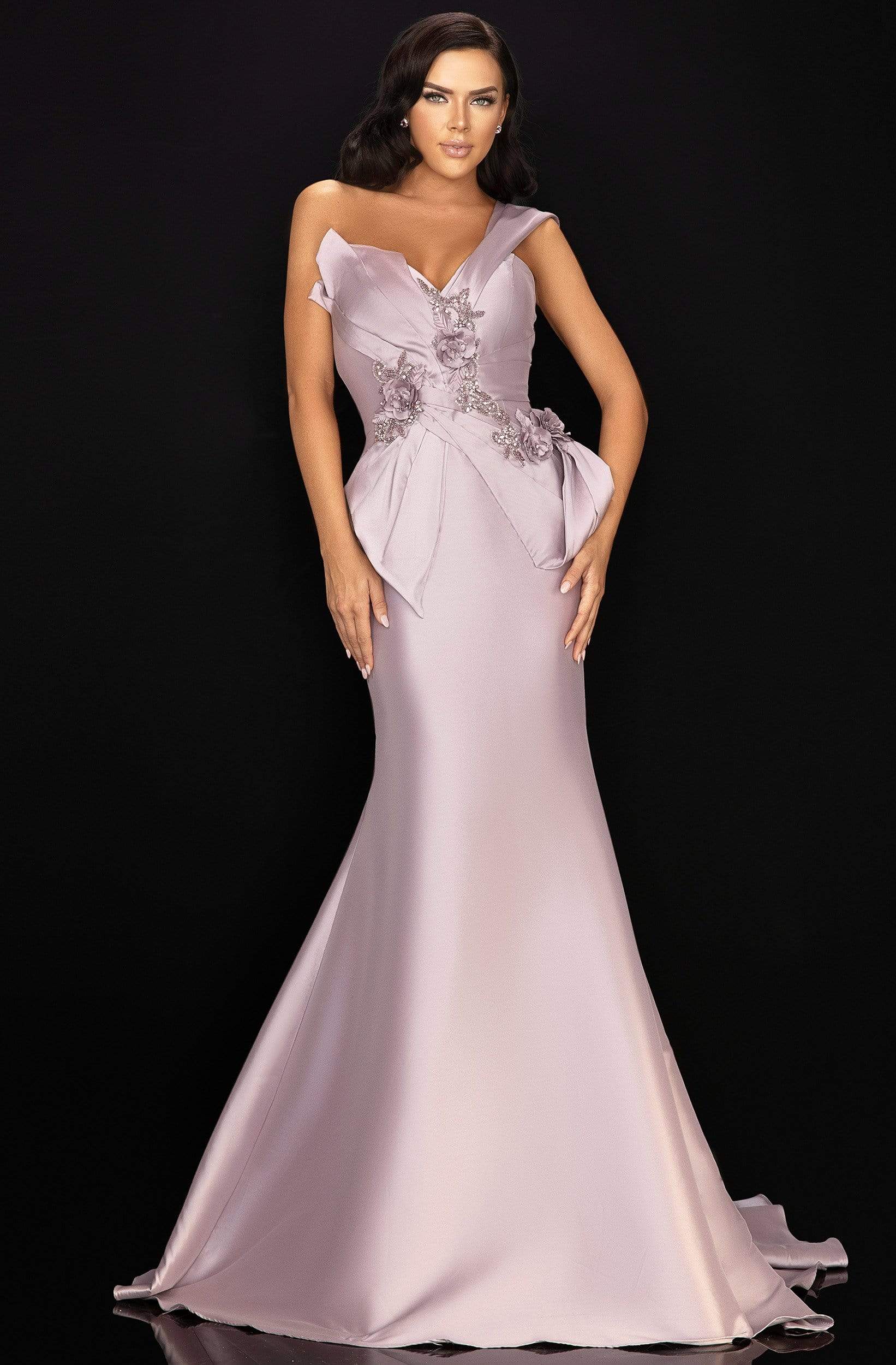 Terani Couture - 2011M2160 Beaded Floral Bodice Knot-Ornate Gown - designer mother of the bride dress at Silhouette Dresses