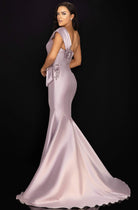 Terani Couture - 2011M2160 Beaded Floral Bodice Knot-Ornate Gown - back view