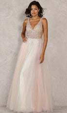 Terani Couture - 2011P1012 Illusion V-Neck A-Line Gown - designer prom dress at Silhouette Dresses