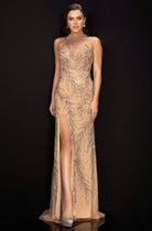 Terani Couture - 2011P1058 Sequined Illusion Gown with Slit - back view