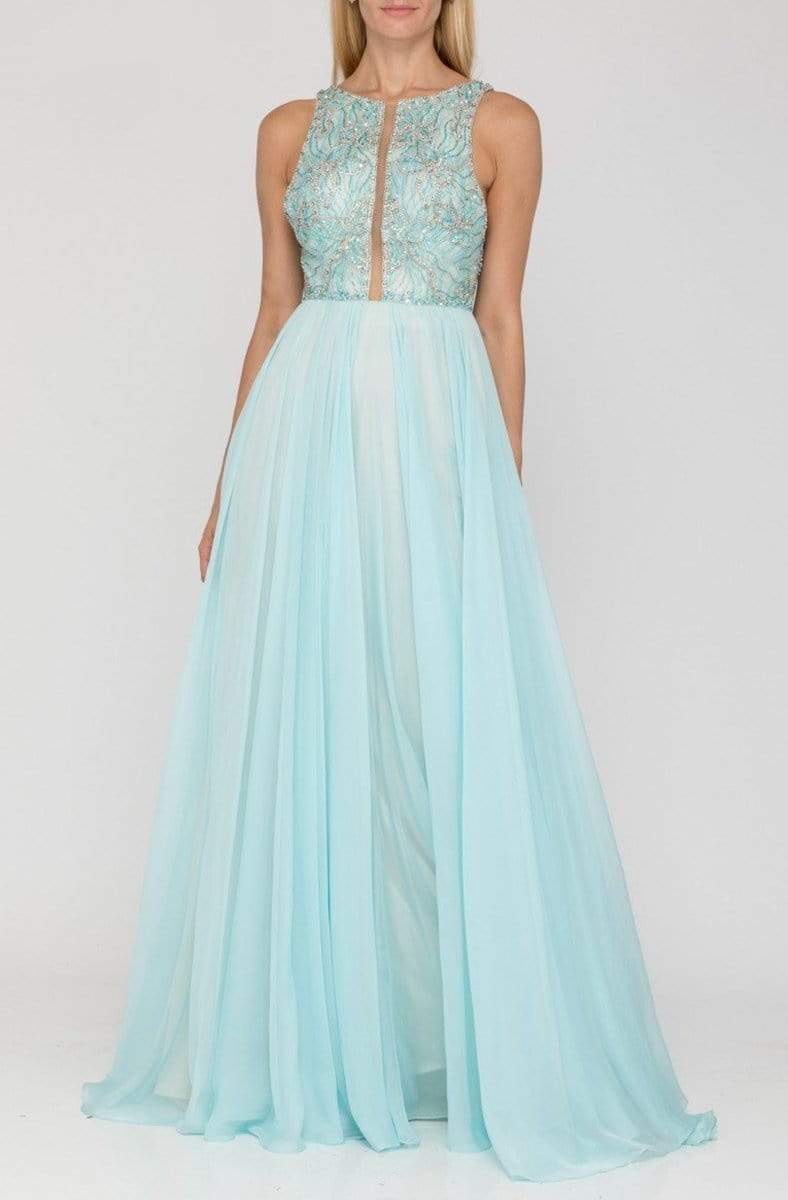 Terani Couture - 2011P1095 Beaded Illusion A-Line Evening Dress - designer prom dress at Silhouette Dresses