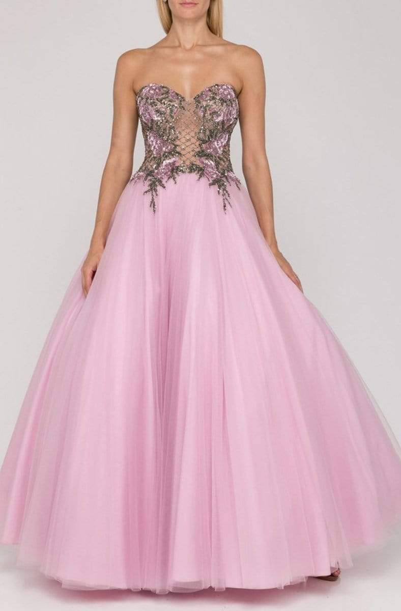 Terani Couture - 2011P1149 Beaded Illusion Lattice Tulle Ballgown - back view