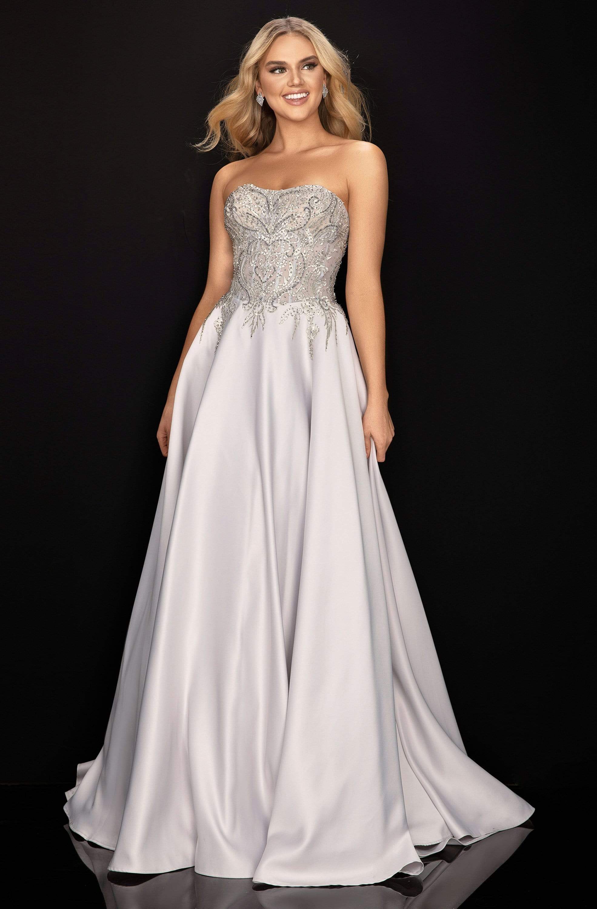 Terani Couture - 2011P1197 Beaded Sweetheart A-Line Evening Gown - back view