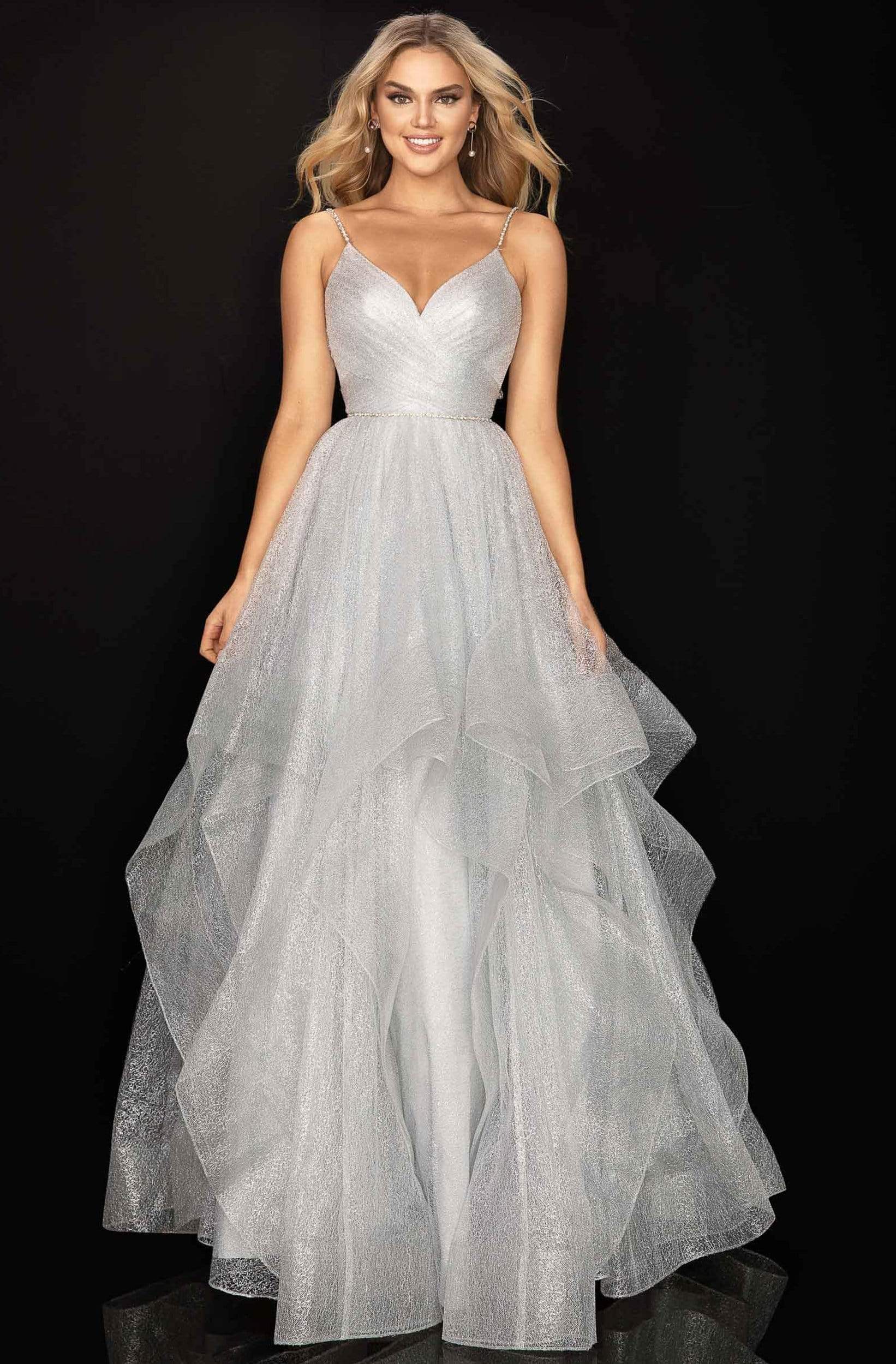 Terani Couture - 2011P1213 Crisscross Rendered Tiered A-Line Gown - view 5