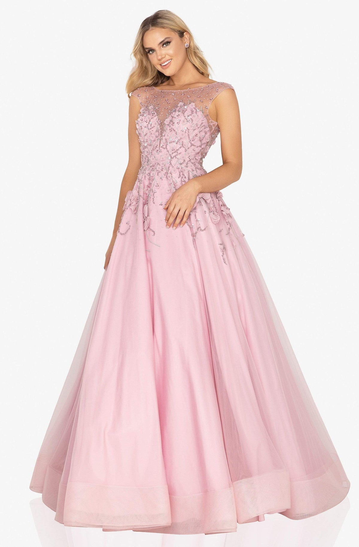 Terani Couture - 2012P1411 Beaded Appliqued Illusion A-Line Gown - back view