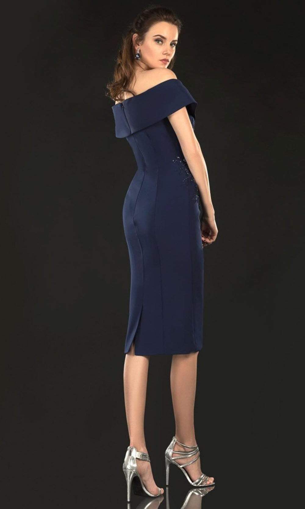 Terani Couture - 2021C2625 Off Shoulder Ruffle Accented Sheath Dress - view 4