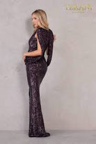 Terani Couture - 2021M2962 Cape Sleeve Sequin Long Dress