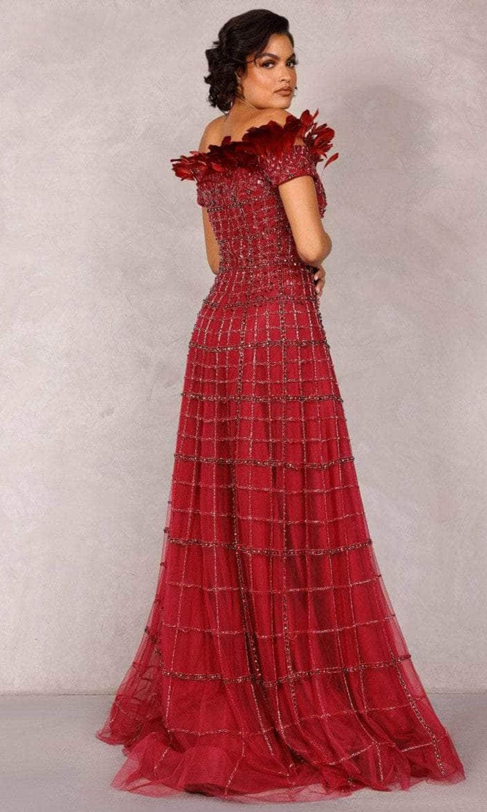 Terani Couture 2027GL3240 - Off-Shoulder Feather Long Dress