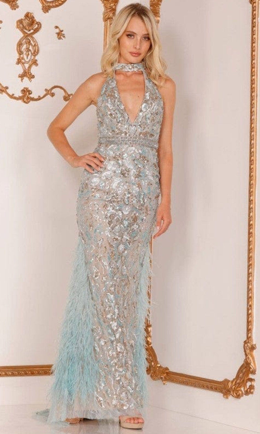 Terani Couture - 2027GL3246 High Halter Cutout Long Dress - designer prom dress at Silhouette Dresses