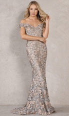 Terani Couture - 2111M5271 Floral Off Shoulder Long Mother of the Bride Gown