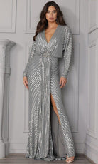 Terani Couture 2111M5280 - Long Sleeve V-neck Gown - Silhouette Dresses
