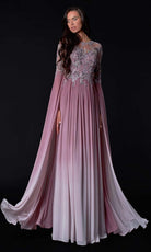 Terani Couture - 2111M5282 Embroidered Full Sleeves A-Line Dress