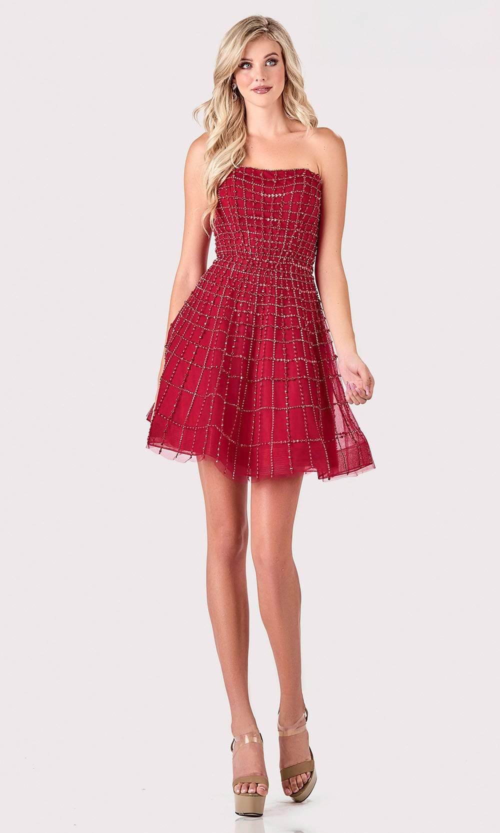 Terani Couture - 2111P4250 Embellished Strapless A-line Dress - designer cocktail dress at Silhouette Dresses