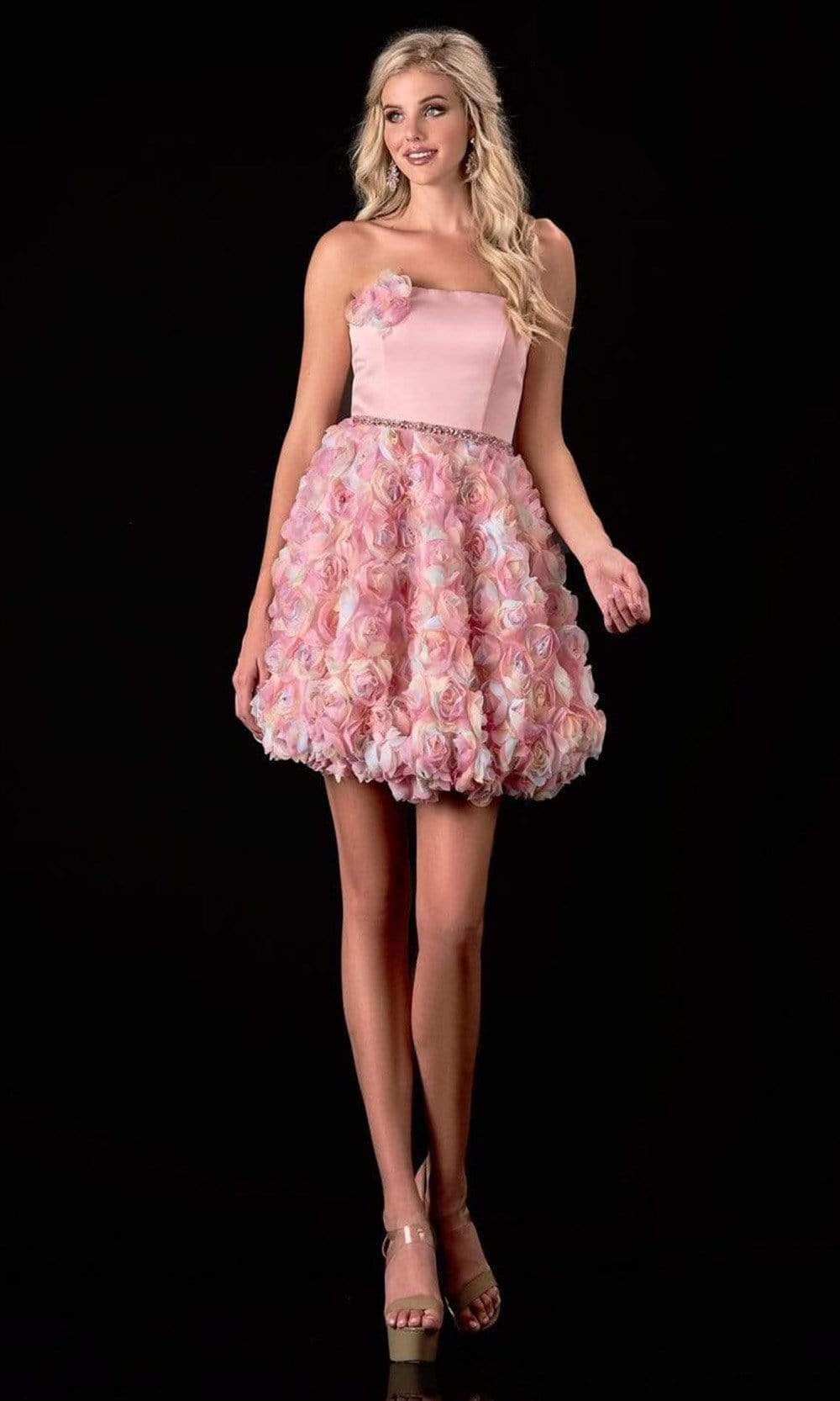 Terani Couture - 2112P4391 Strapless Floral A-Line Cocktail Dress - designer cocktail dress at Silhouette Dresses