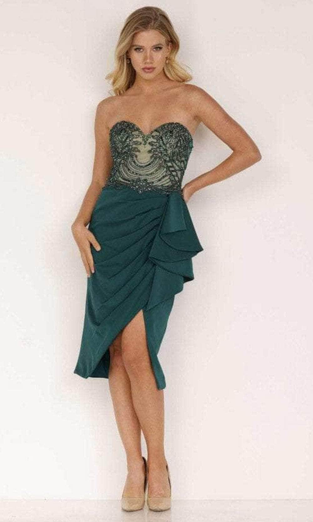 Terani Couture 2221C0353 - Sweetheart Side Peplum Cocktail Dress - designer cocktail dress at Silhouette Dresses