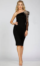 Terani Couture 231C0228 - Embroidered Long Sleeve Dress - designer cocktail dress at Silhouette Dresses