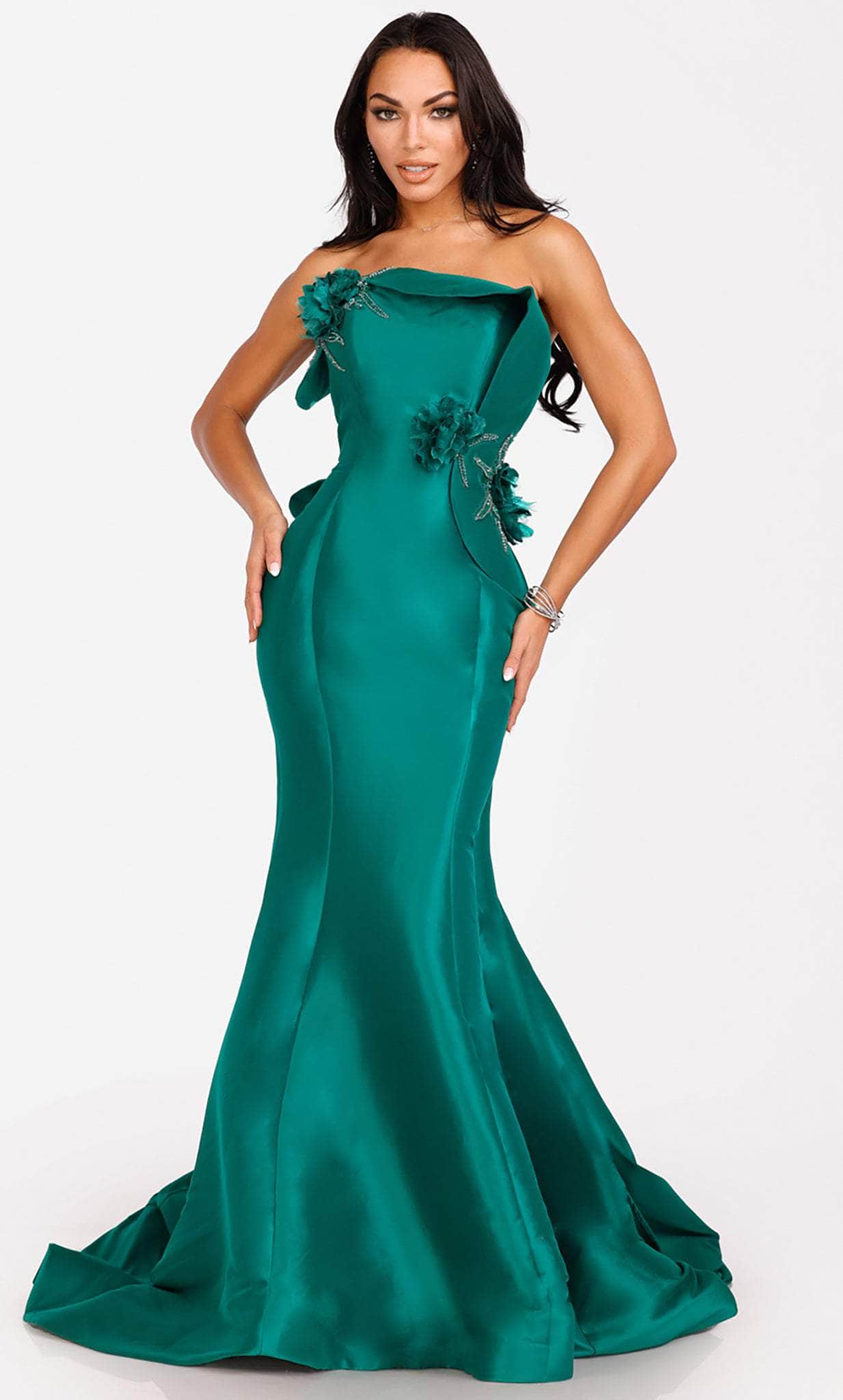 Terani Couture 231E0308 - 3D Embellished Strapless Evening Dress - designer prom dress at Silhouette Dresses
