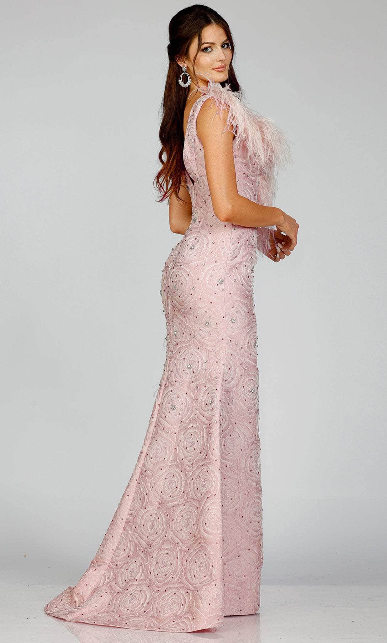 Terani Couture 231E0314 - Feather Mermaid Evening Gown - back view