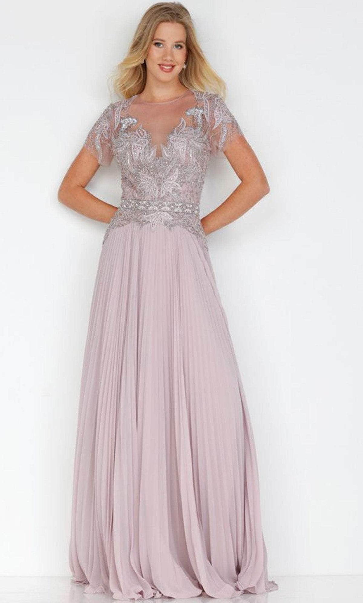 Terani Couture 231M0343 - Embellished Short Sleeve Formal Dress