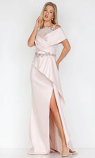 Terani Couture 231M0471 - Cold Shoulder High Neck Long Gown - designer evening gown at Silhouette Dresses