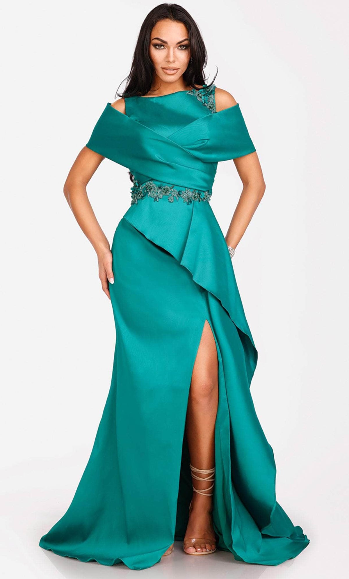 Terani Couture 231M0471 - Cold Shoulder High Neck Long Gown - back view