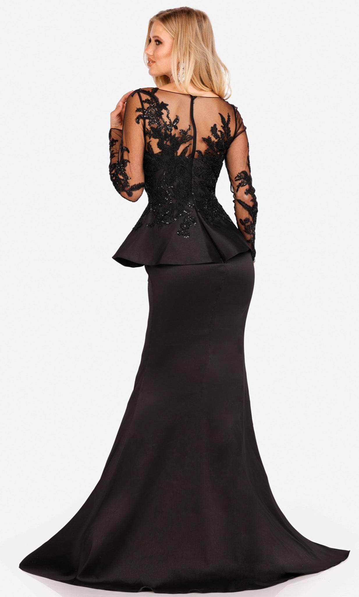 Terani Couture 231M0482 - Illusion Trumpet Mother of the Bride Gown - back view