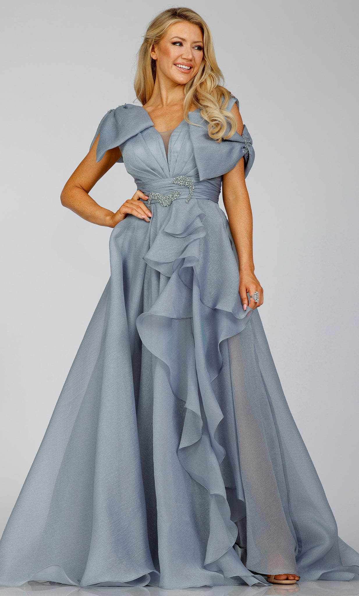 Terani Couture 231M0487 - Ruched Bow Accented A-Line Gown - designer prom dress at Silhouette Dresses
