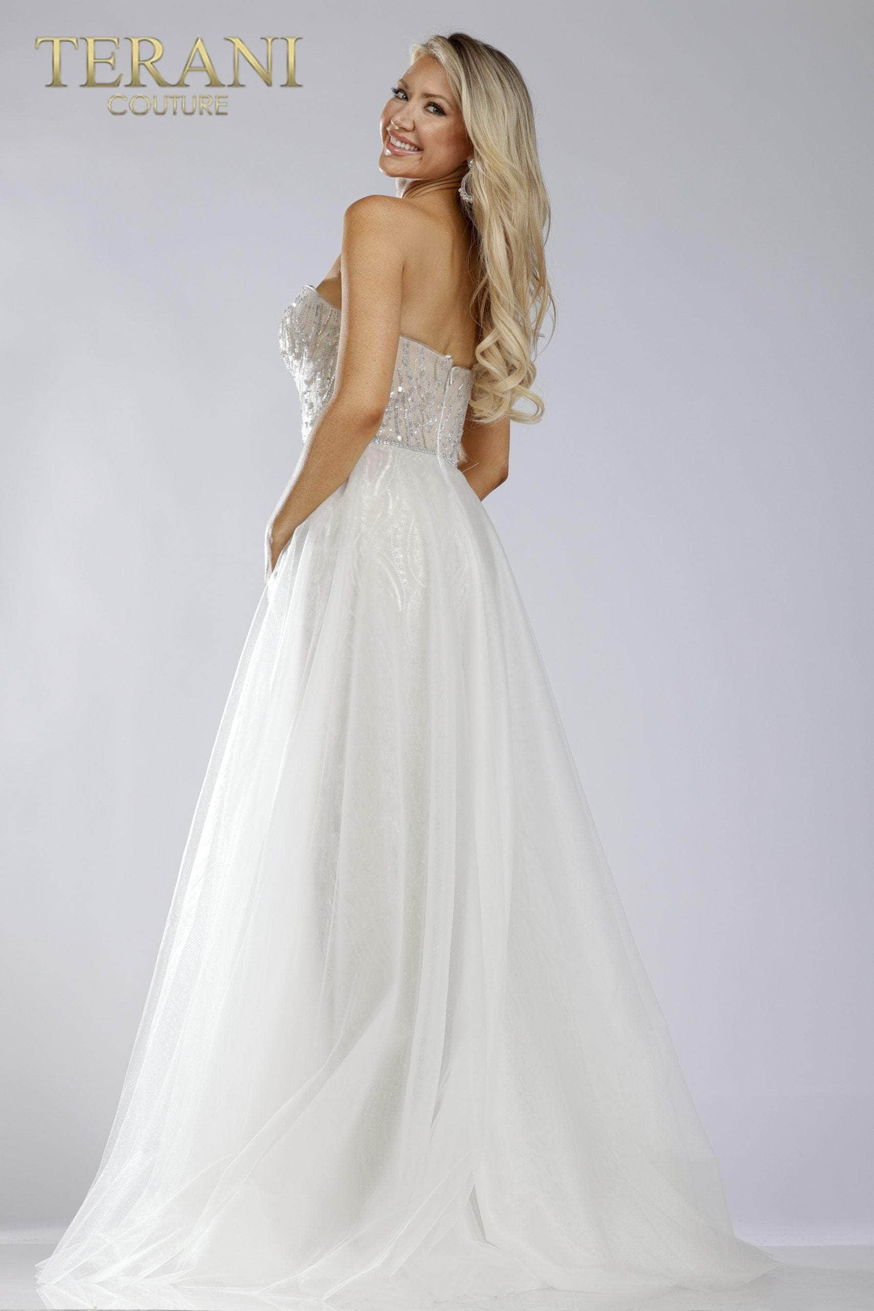 Terani Couture 231P0029 - Strapless Sweetheart Fully Lined Gown - back view