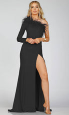 Terani Couture 231P0066 - Feathered One Shoulder Prom Dress
